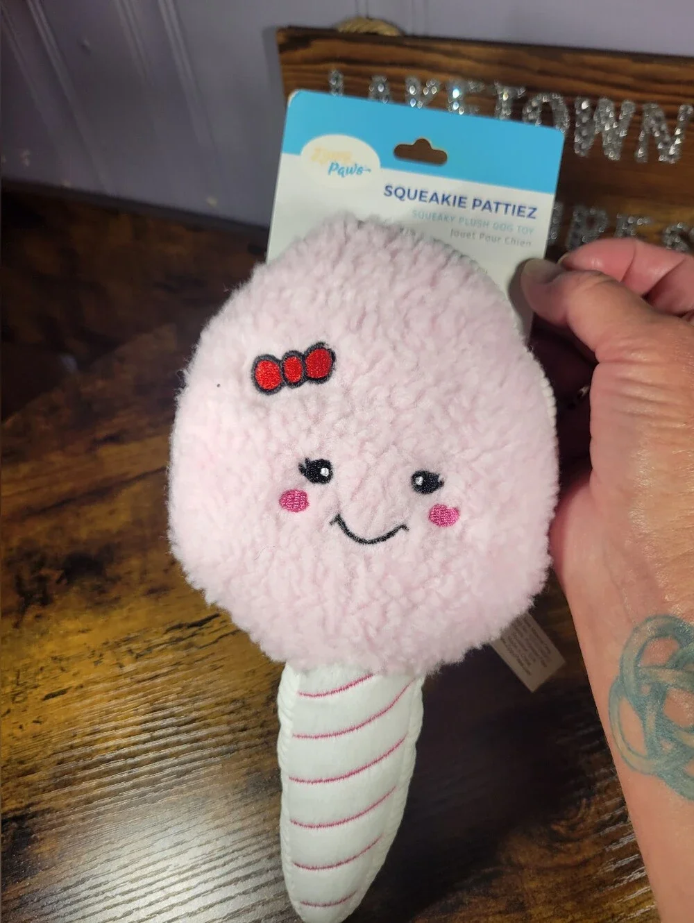 Zippypaws Pink cotton candy Plush Squeak Toy for dogs
